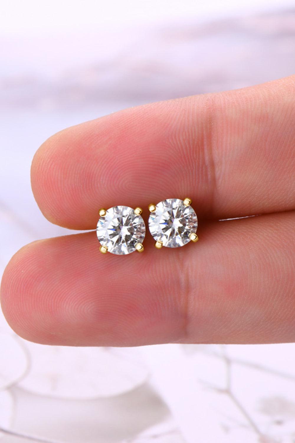 Round Cut 2 Ct Moissanite Stud Earrings - - Claude Jewelry Moissanite - Shop claudejewelry.com