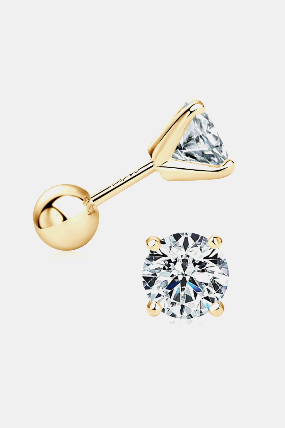 Round Cut 2 Ct Moissanite Stud Earrings - 18k Gold Vermeil- Claude Jewelry Moissanite - Shop claudejewelry.com