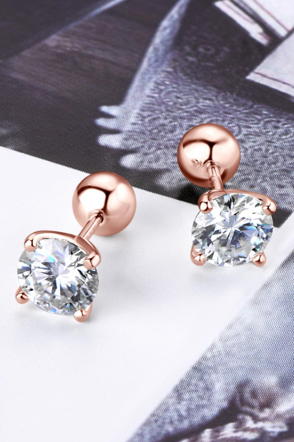 Round Cut 2 Ct Moissanite Stud Earrings - - Claude Jewelry Moissanite - Shop claudejewelry.com