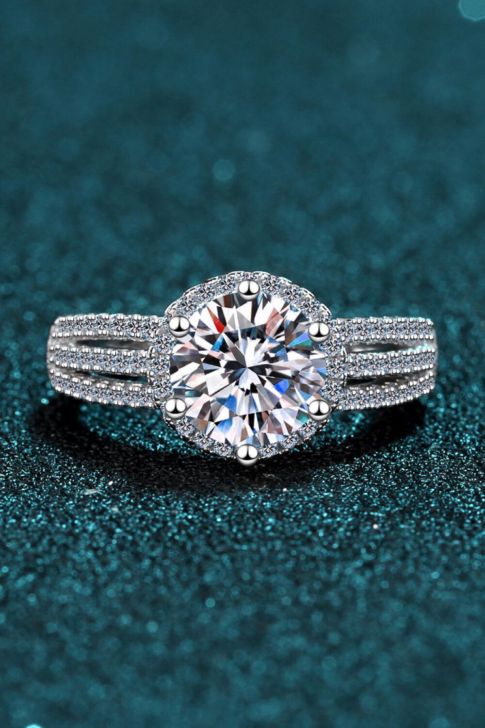 Round Halo Moissanite Ring - - Claude Jewelry Moissanite - Shop claudejewelry.com