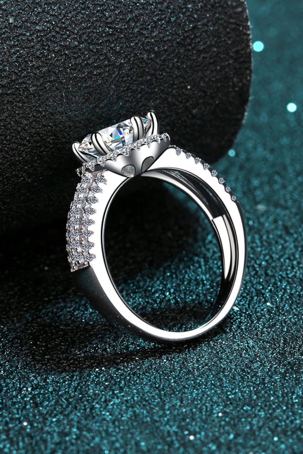 Round Halo Moissanite Ring - - Claude Jewelry Moissanite - Shop claudejewelry.com