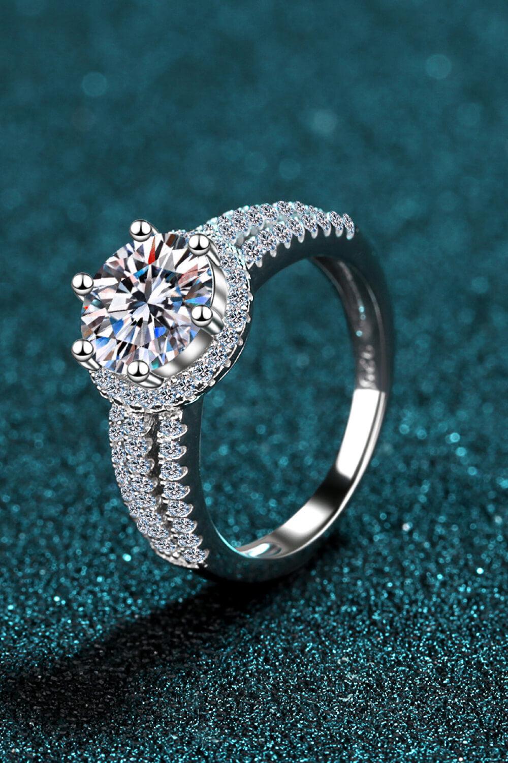 Round Halo Moissanite Ring - - Claude Jewelry Moissanite - Shop claudejewelry.com