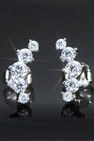 Row of Moissanite Platinum Vermeil Earrings - Platinum Vermeil- Claude Jewelry Moissanite - Shop claudejewelry.com