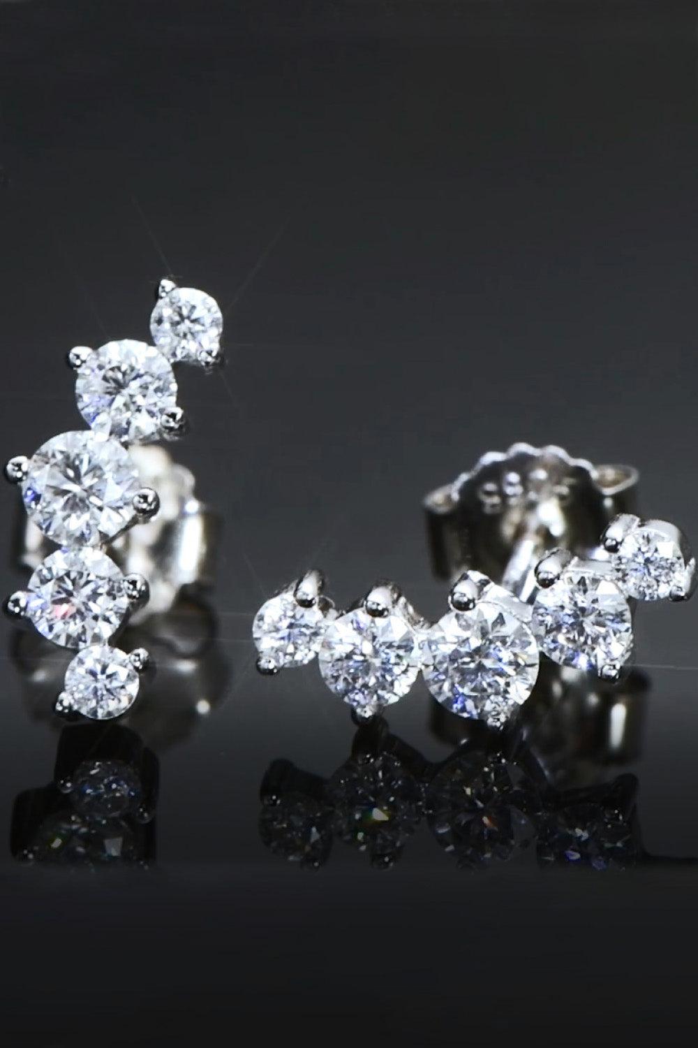 Row of Moissanite Platinum Vermeil Earrings - Platinum Vermeil- Claude Jewelry Moissanite - Shop claudejewelry.com