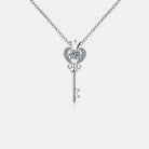 Royal Crown Key Moissanite Sterling Silver Necklace - 925 Sterling Silver- Claude Jewelry Moissanite - Shop claudejewelry.com