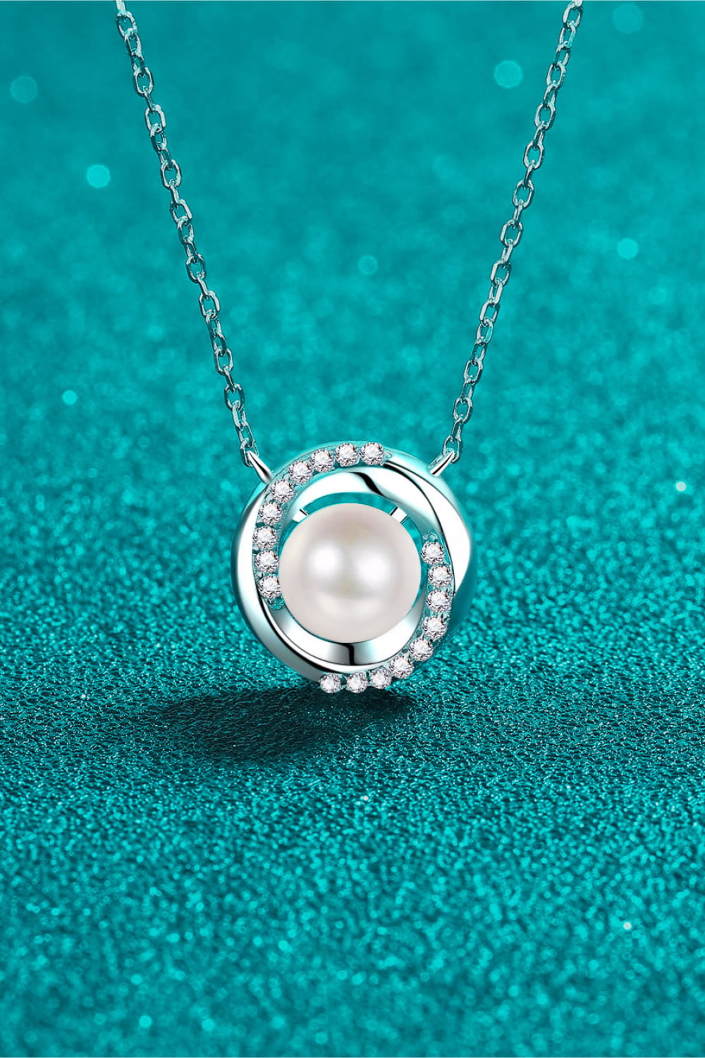 Saturn's Rings Moissanite & Pearl Necklace - Rhodium Vermeil- Claude Jewelry Moissanite - Shop claudejewelry.com