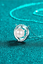 Saturn's Rings Moissanite & Pearl Necklace - Rhodium Vermeil- Claude Jewelry Moissanite - Shop claudejewelry.com