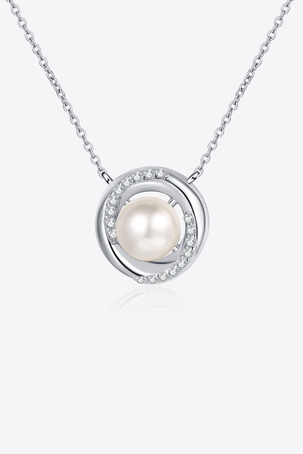 Saturn's Rings Moissanite & Pearl Necklace - Rhodium Vermeil- Claude Jewelry Moissanite - Shop claudejewelry.com