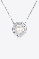 Saturn's Rings Moissanite & Pearl Necklace - Rhodium Vermeil- Claude Jewelry Moissanite - Shop claudejewelry.com