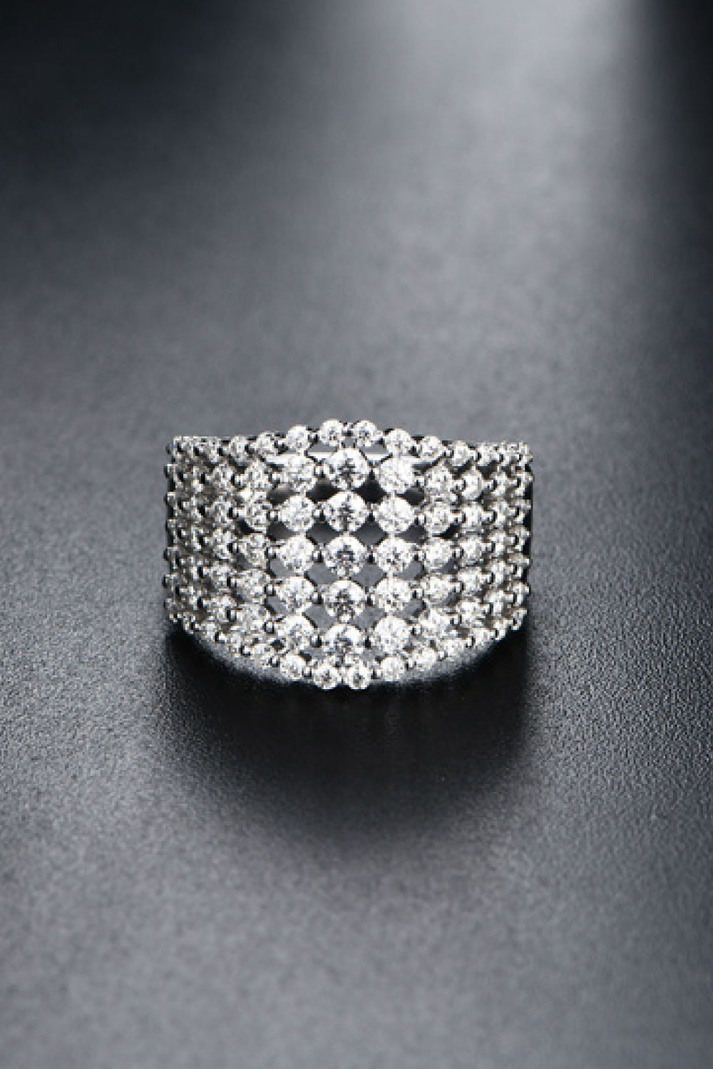 Seven Row 1.21 Ct Moissanite Platinum Vermeil Ring - - Claude Jewelry Moissanite - Shop claudejewelry.com