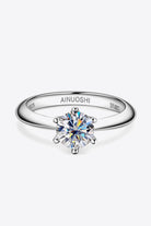 Solitaire 1 Ct Moissanite 6 Prong Platinum Vermeil Ring - Platinum Vermeil-4- Claude Jewelry Moissanite - Shop claudejewelry.com