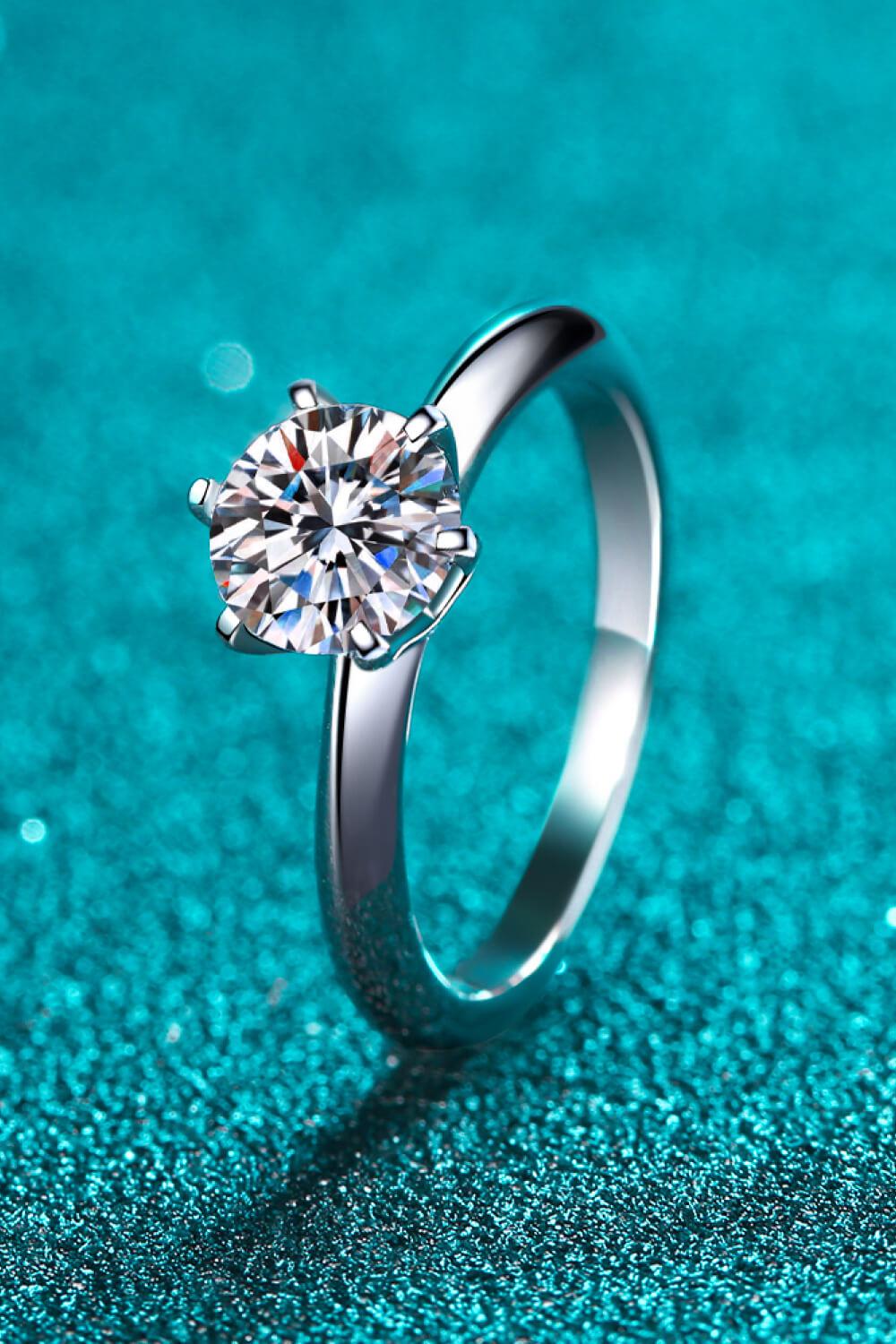 Solitaire 1.5 Ct Moissanite Adjustable Ring - - Claude Jewelry Moissanite - Shop claudejewelry.com