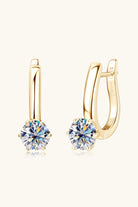 Solitaire 2 Ct Moissanite Huugie Hoop Earrings - 18k Gold Vermeil- Claude Jewelry Moissanite - Shop claudejewelry.com