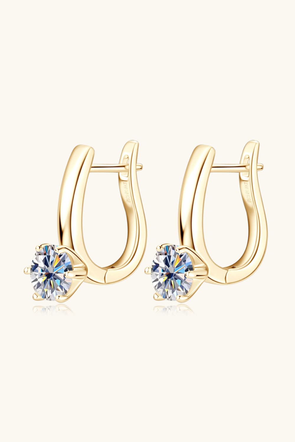 Solitaire 2 Ct Moissanite Huugie Hoop Earrings - - Claude Jewelry Moissanite - Shop claudejewelry.com