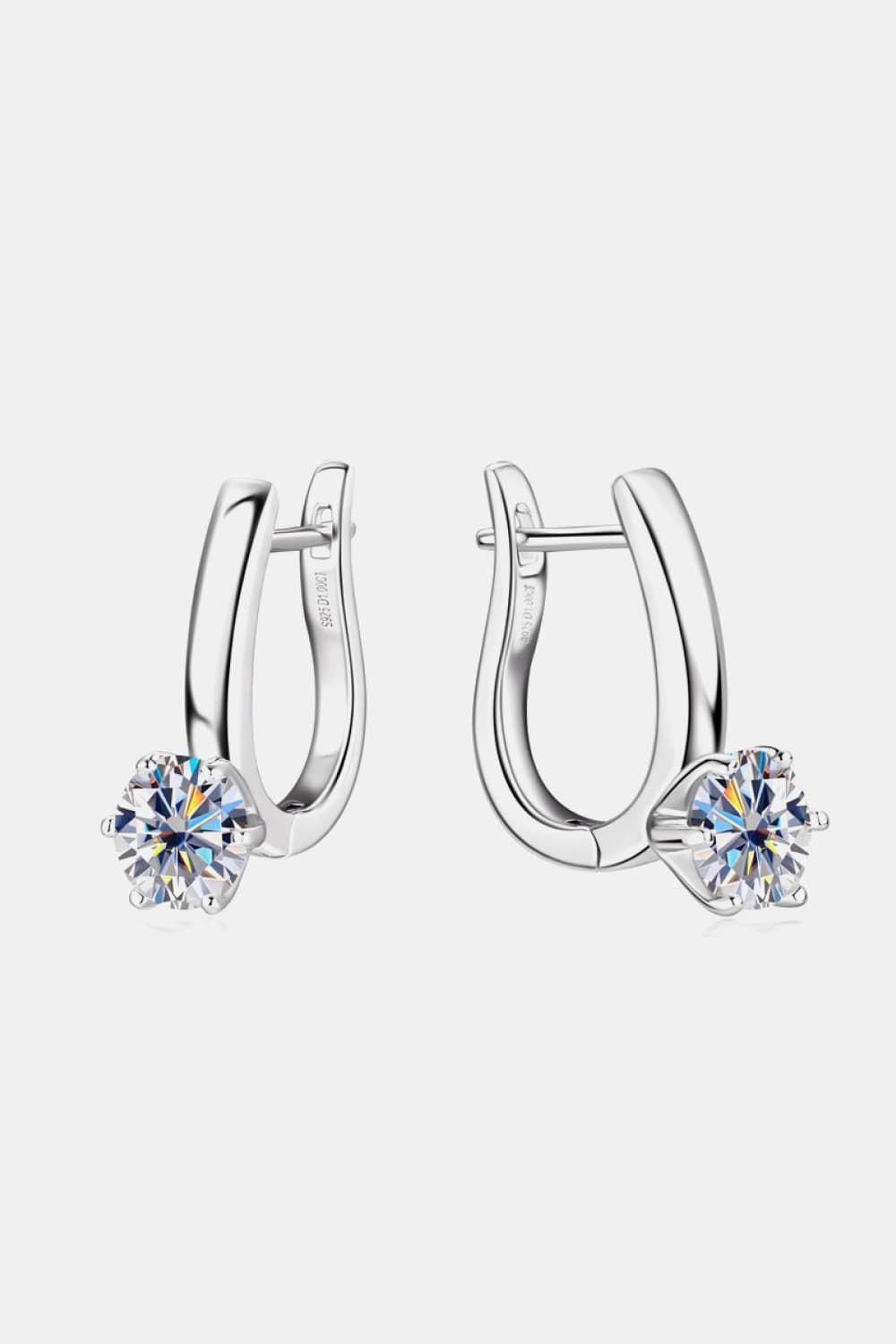 Solitaire 2 Ct Moissanite Huugie Hoop Earrings - - Claude Jewelry Moissanite - Shop claudejewelry.com