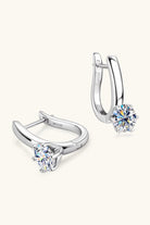 Solitaire 2 Ct Moissanite Huugie Hoop Earrings - - Claude Jewelry Moissanite - Shop claudejewelry.com