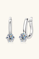 Solitaire 2 Ct Moissanite Huugie Hoop Earrings - Platinum Vermeil- Claude Jewelry Moissanite - Shop claudejewelry.com