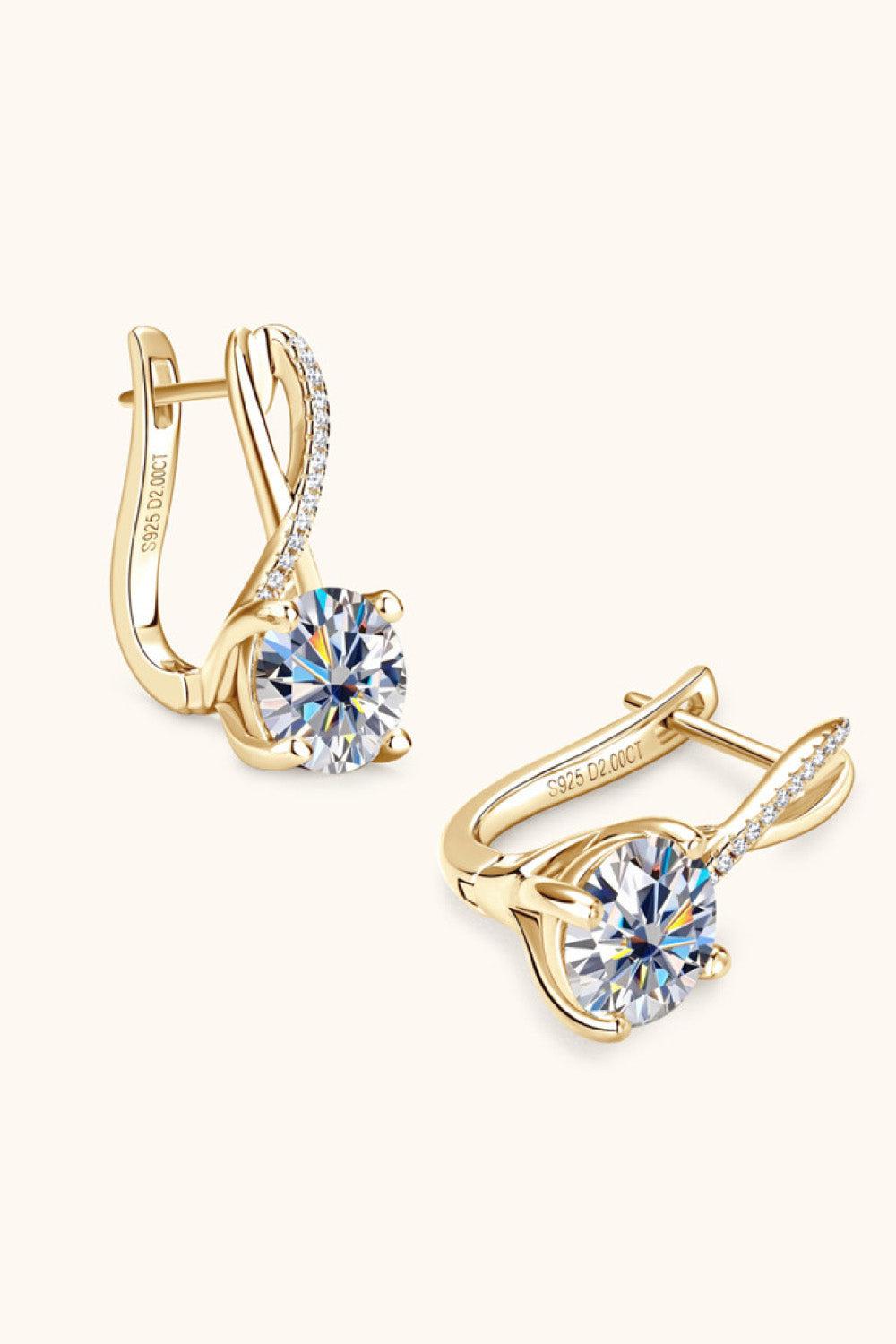 Solitaire 4 Ct Moissanite Swirl Drop Earrings - - Claude Jewelry Moissanite - Shop claudejewelry.com