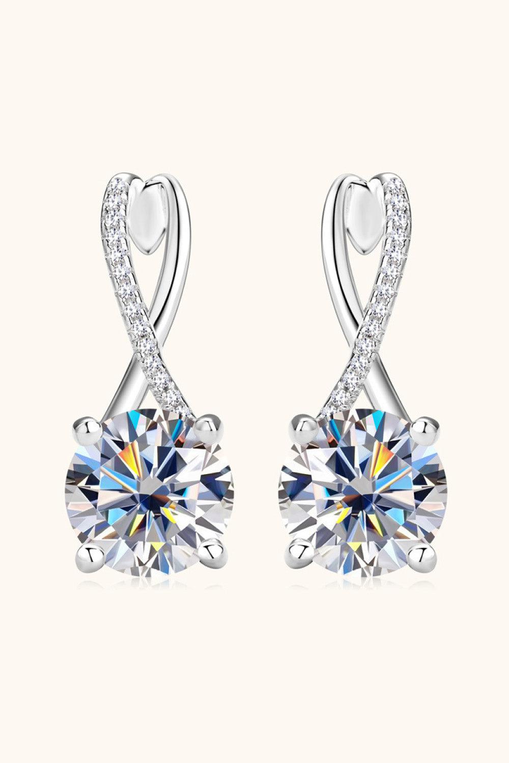 Solitaire 4 Ct Moissanite Swirl Drop Earrings - - Claude Jewelry Moissanite - Shop claudejewelry.com