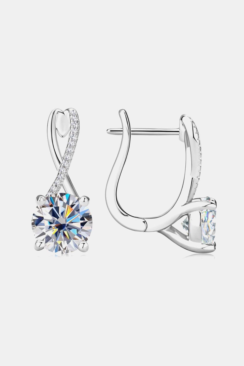 Solitaire 4 Ct Moissanite Swirl Drop Earrings - - Claude Jewelry Moissanite - Shop claudejewelry.com