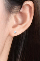 Solitaire Moissanite Platiunum Vermeil Stud Earrings - Platinum Vermeil- Claude Jewelry Moissanite - Shop claudejewelry.com