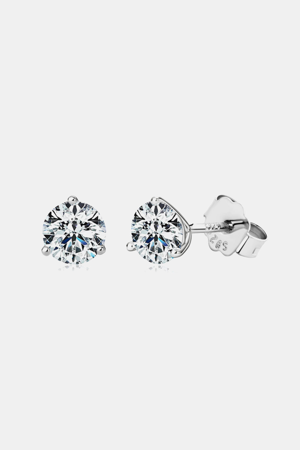 Solitaire Moissanite Platiunum Vermeil Stud Earrings - Platinum Vermeil- Claude Jewelry Moissanite - Shop claudejewelry.com