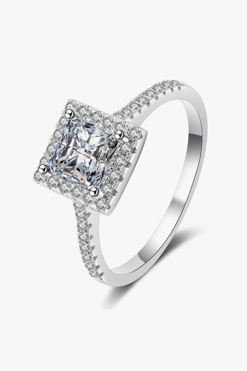 Square Moissanite Ring - Rhodium Vermeil-4- Claude Jewelry Moissanite - Shop claudejewelry.com