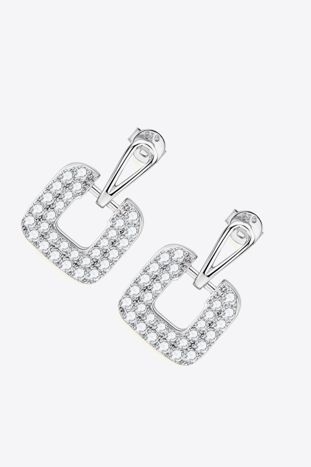 Square Pave 1.68 Ct Moissanite Drop Earrings - - Claude Jewelry Moissanite - Shop claudejewelry.com