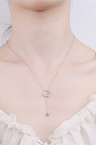 Star & Moon Moissanite Lariat Necklace - Rhodium Vermeil- Claude Jewelry Moissanite - Shop claudejewelry.com