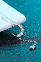 Star & Moon Moissanite Lariat Necklace - Rhodium Vermeil- Claude Jewelry Moissanite - Shop claudejewelry.com