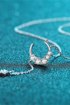 Star & Moon Moissanite Lariat Necklace - Rhodium Vermeil- Claude Jewelry Moissanite - Shop claudejewelry.com