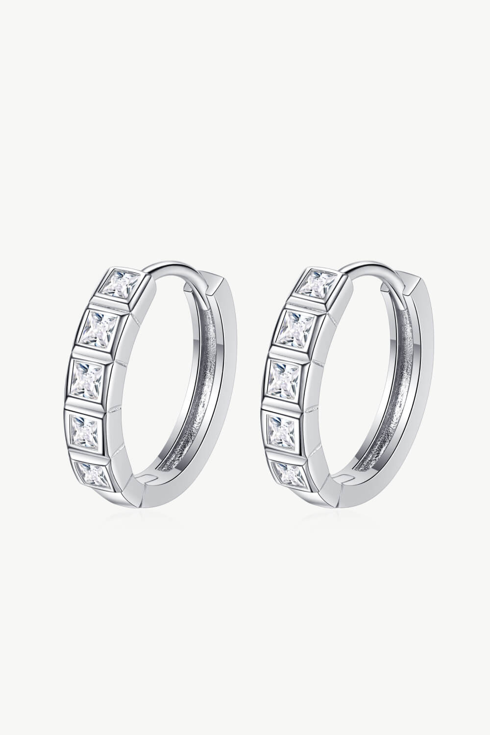 Sterling Silver Moissanite Huggie Earrings - Rhodium Vermeil- Claude Jewelry Moissanite - Shop claudejewelry.com