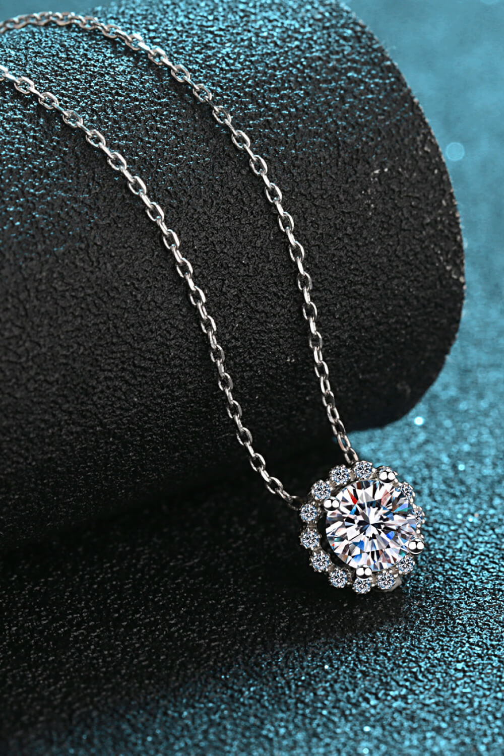 Sun Shaped Moissanite Pendant Necklace - Rhodium Vermeil- Claude Jewelry Moissanite - Shop claudejewelry.com