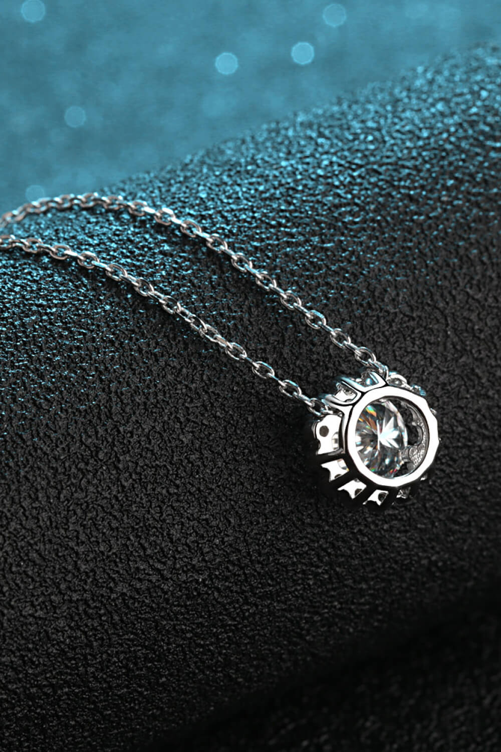 Sun Shaped Moissanite Pendant Necklace - Rhodium Vermeil- Claude Jewelry Moissanite - Shop claudejewelry.com