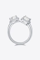 Teardrop & Square 1 Ct Moissanite Platinum Vermeil Open Ring - - Claude Jewelry Moissanite - Shop claudejewelry.com