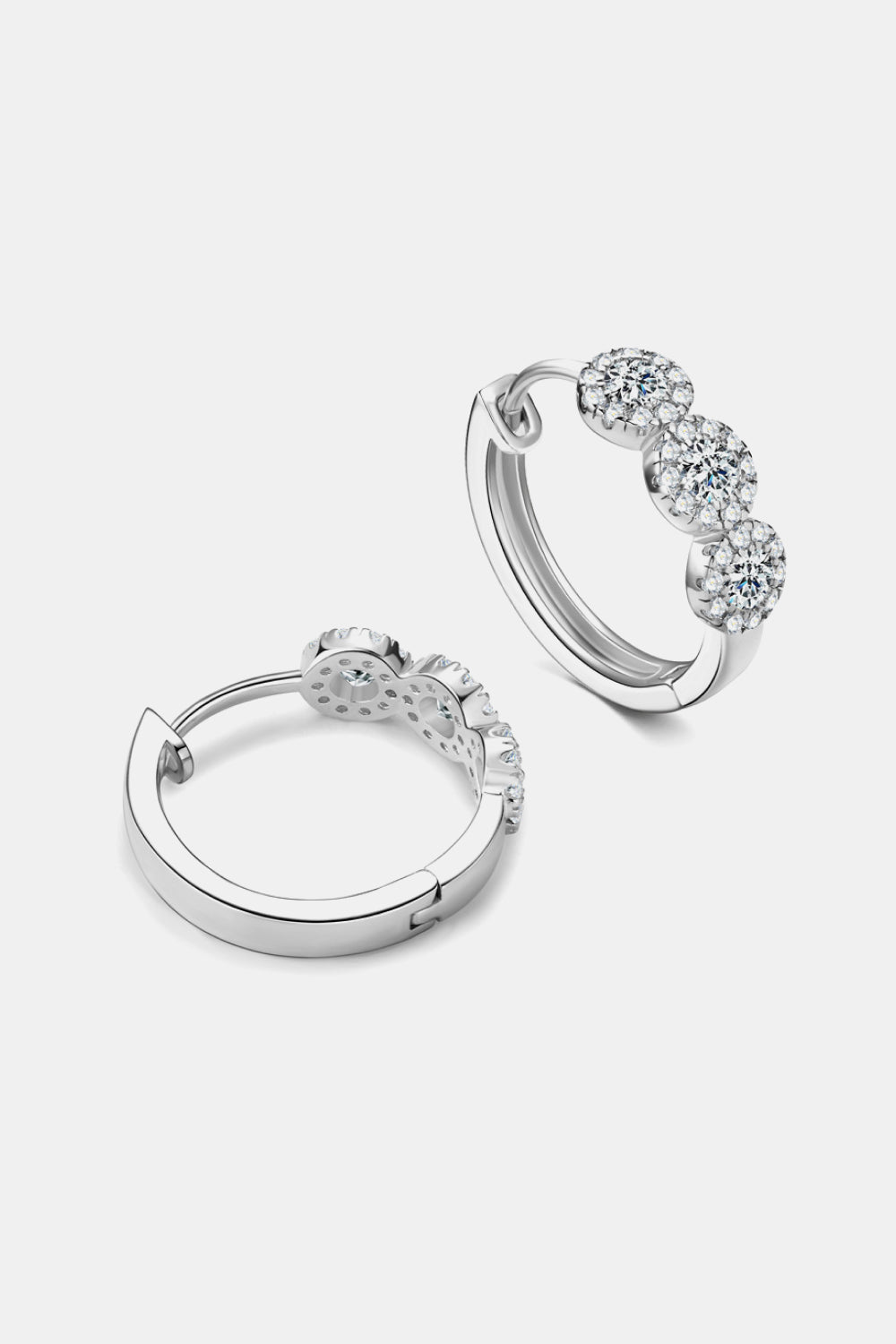 Three Cluster Moissanite Huggie Earrings - - Claude Jewelry Moissanite - Shop claudejewelry.com