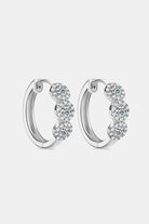 Three Cluster Moissanite Huggie Earrings - Platinum Vermeil- Claude Jewelry Moissanite - Shop claudejewelry.com