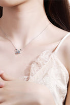 Tied Bow Moissanite Rhodium Vermeil Necklace - Rhodium Vermeil- Claude Jewelry Moissanite - Shop claudejewelry.com