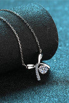 Tied Bow Moissanite Rhodium Vermeil Necklace - Rhodium Vermeil- Claude Jewelry Moissanite - Shop claudejewelry.com