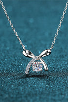 Tied Bow Moissanite Rhodium Vermeil Necklace - Rhodium Vermeil- Claude Jewelry Moissanite - Shop claudejewelry.com