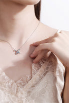 Tied Bow Moissanite Rhodium Vermeil Necklace - Rhodium Vermeil- Claude Jewelry Moissanite - Shop claudejewelry.com