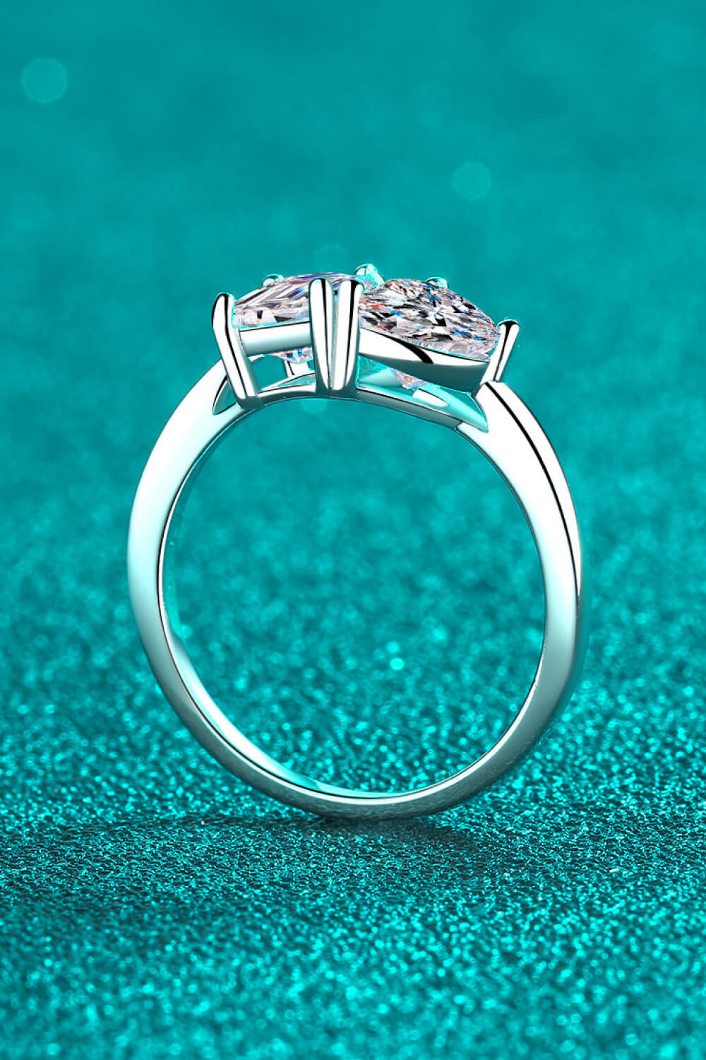 Toi et Moi Heart 2 Ct Moissanite Ring - - Claude Jewelry Moissanite - Shop claudejewelry.com