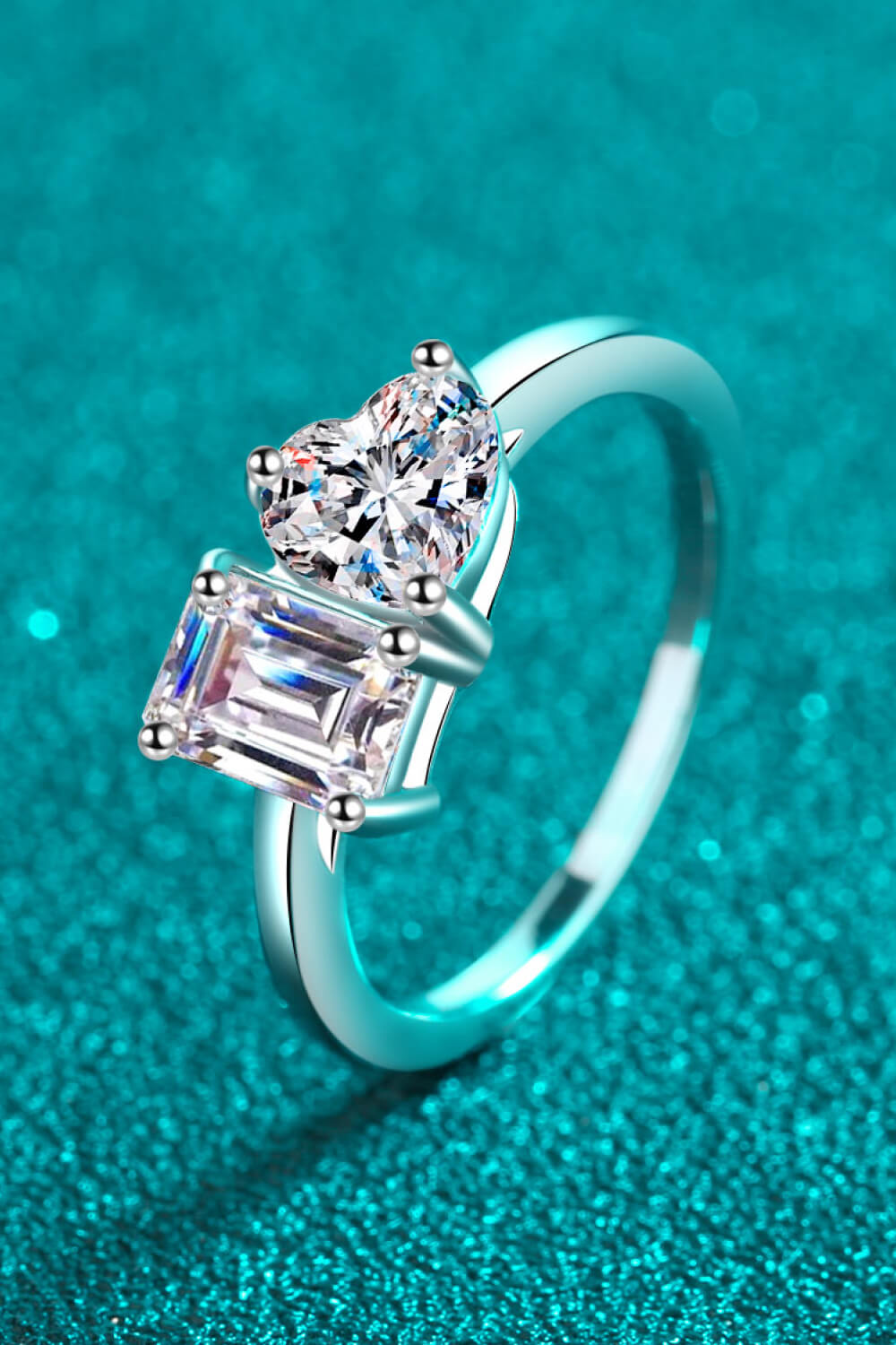 Toi et Moi Heart 2 Ct Moissanite Ring - - Claude Jewelry Moissanite - Shop claudejewelry.com