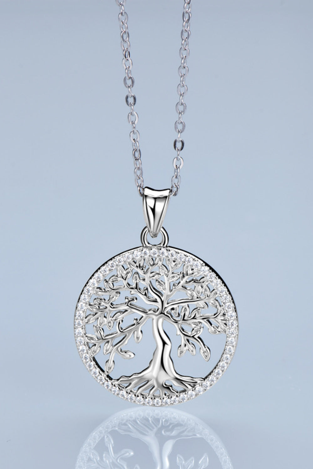 Tree Pendant 925 Sterling Silver Moissanite Necklace - Platinum Vermeil- Claude Jewelry Moissanite - Shop claudejewelry.com