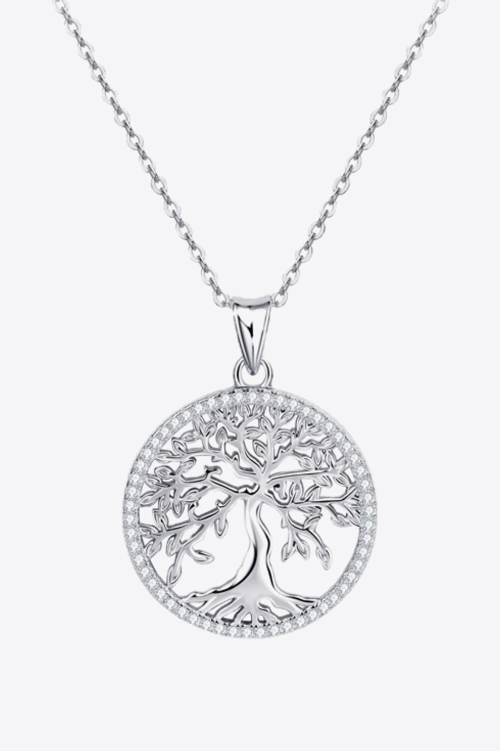 Tree Pendant 925 Sterling Silver Moissanite Necklace - Platinum Vermeil- Claude Jewelry Moissanite - Shop claudejewelry.com