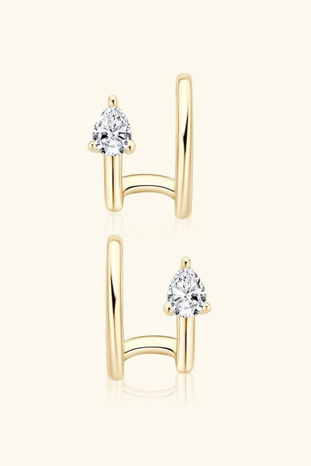 Triangular Moissanite Swirl Cuff Earrings - 18k Gold Vermeil- Claude Jewelry Moissanite - Shop claudejewelry.com