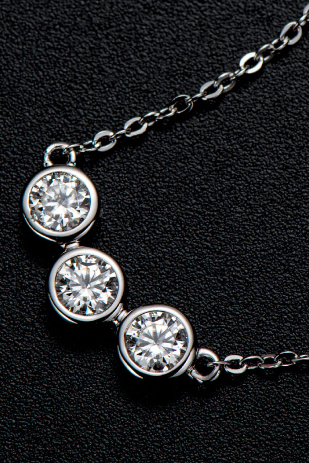 Trio Bevel Moissanite Necklace - Platinum Vermeil- Claude Jewelry Moissanite - Shop claudejewelry.com