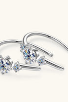 Trio Moissanite Stone Hook Earrings - - Claude Jewelry Moissanite - Shop claudejewelry.com