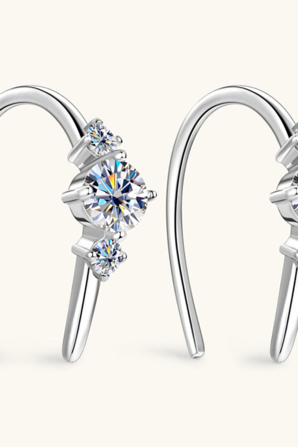 Trio Moissanite Stone Hook Earrings - - Claude Jewelry Moissanite - Shop claudejewelry.com