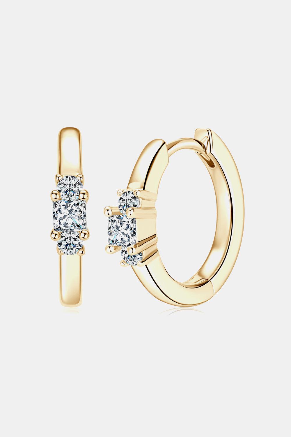 Trio of Moissanite Huggie Earrings - 18k Gold Vermeil- Claude Jewelry Moissanite - Shop claudejewelry.com